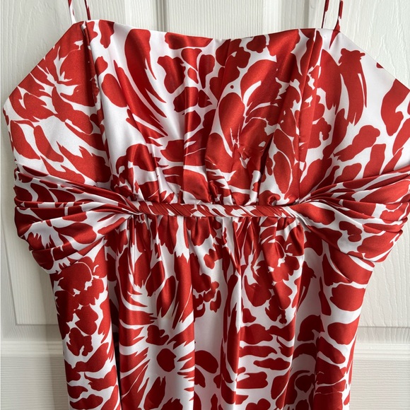 NWOT ALRED ANGELO SPAGHETTI STRAP CORAL & WHITE KNEE LENGTH DRESSY DRESS. SZ 16 - Picture 3 of 10